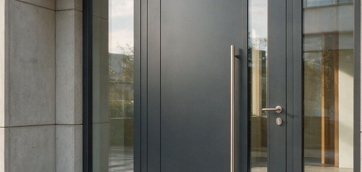 Aluminium-Haustür im Objektbau — fachgerecht montiert