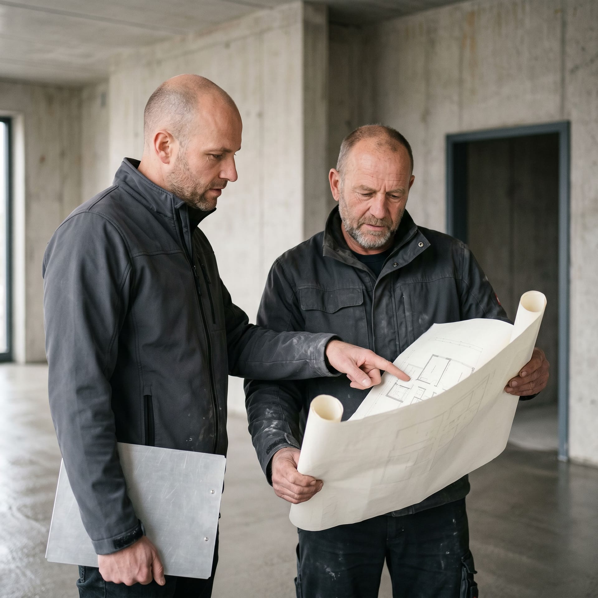 Koldere Montagekolonne auf der Baustelle