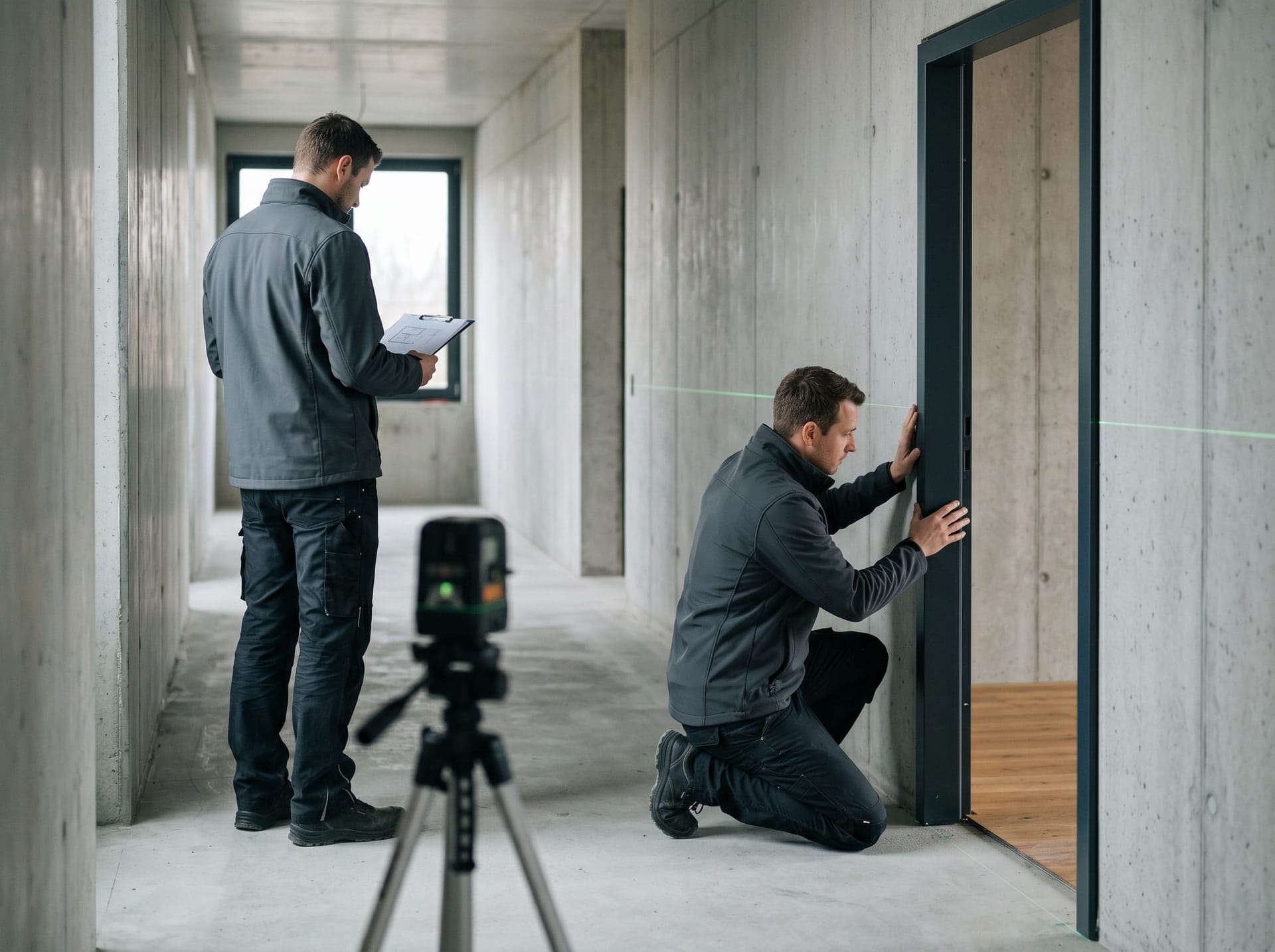 Koldere Montagekolonne auf der Baustelle